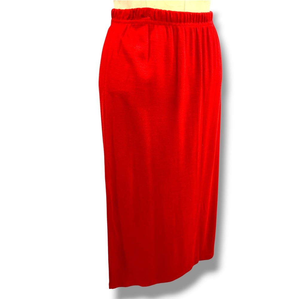 Medium Petite Coldwater Creek Vintage Red Knit Pull On Midi Skirt